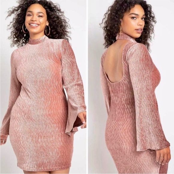 Eloquii Textured Velvet Flare Sleeves Plus Size Dress Size 22 - Picture 1 of 14
